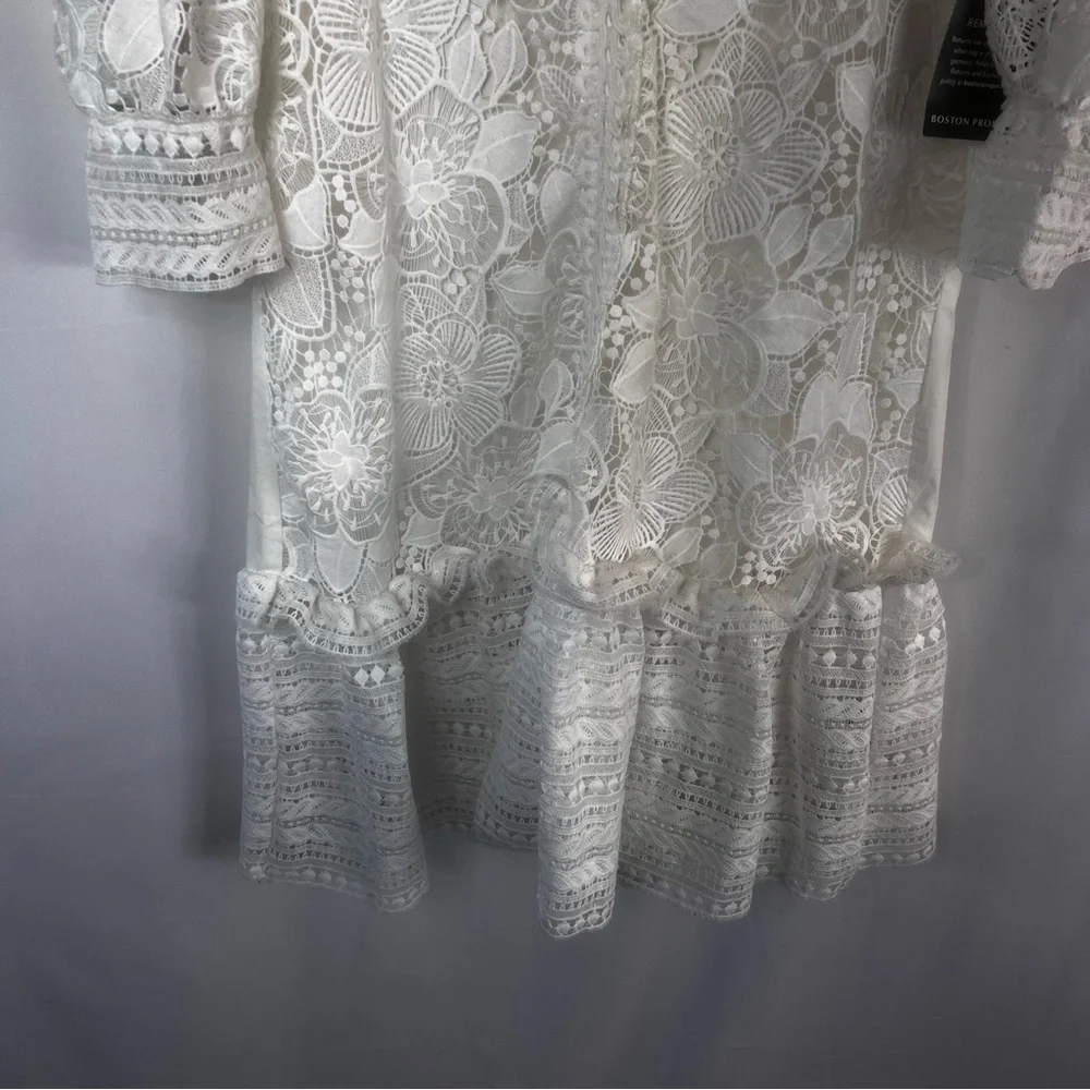 NEW Boston Proper Dress Coquette Cottage Floral Romantic Lolita Lace White XL